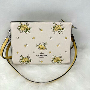Coach Slim Crossbody Bag With Floral Print In Silver/Chalk Multi CAQ27 NWT